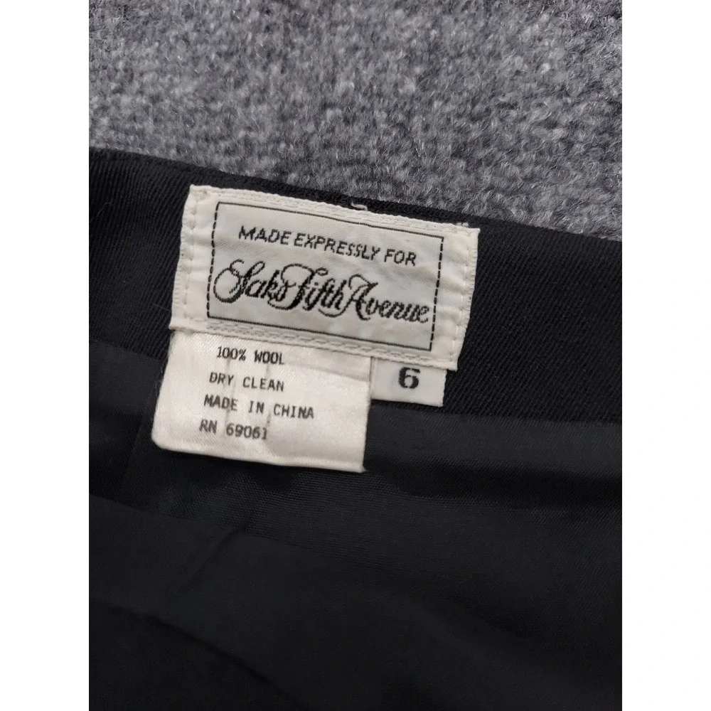 Saks 5th Avenue Wool‎ Skirt Womens 6 Black Pencil Pockets Lined Career Back Zip